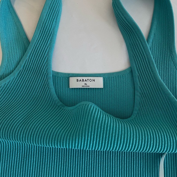 ARITZIA BABATON Scuplt Knit Tank Mini Dress in Turquoise - Picture 2 of 11